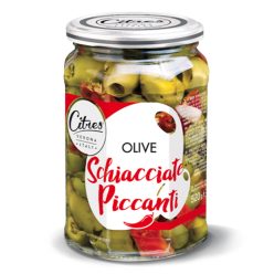 Citres csípős, fűszeres zöld tört olajbogyó – 520 g